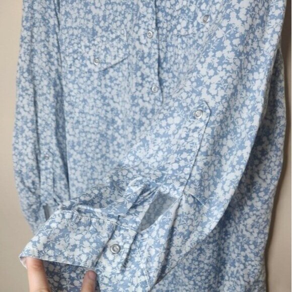 Molly & Isadora log sleeve button down floral plus size 3X lyocell top - Picture 3 of 6